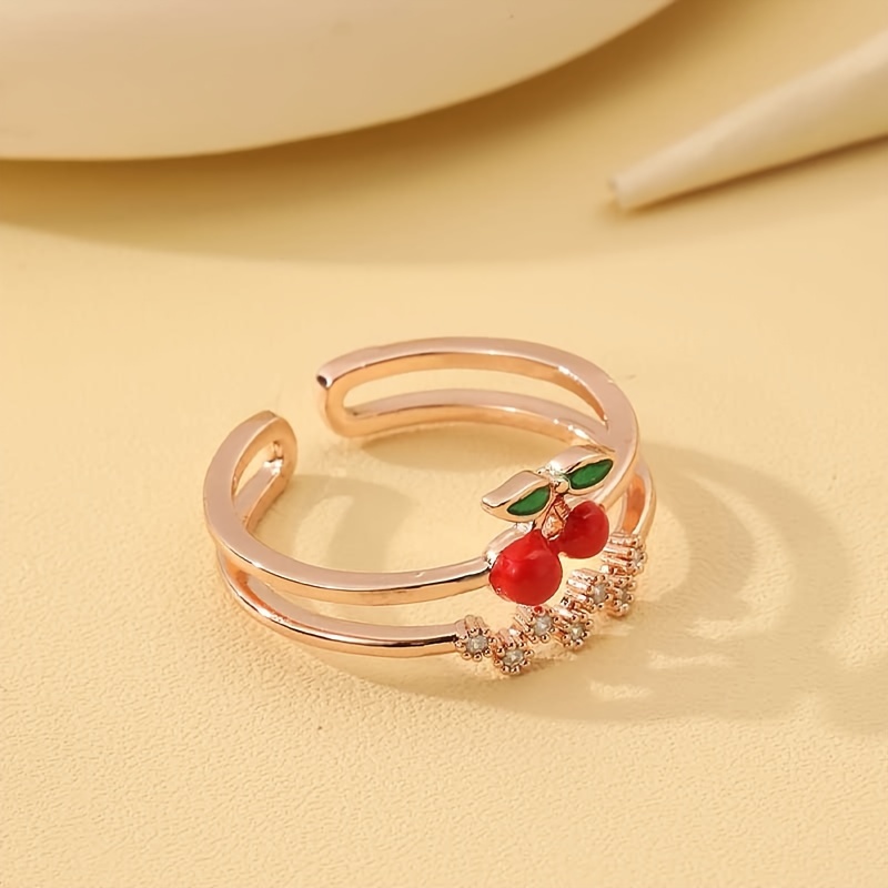 Double Layer Zirconia Cherry Ring
